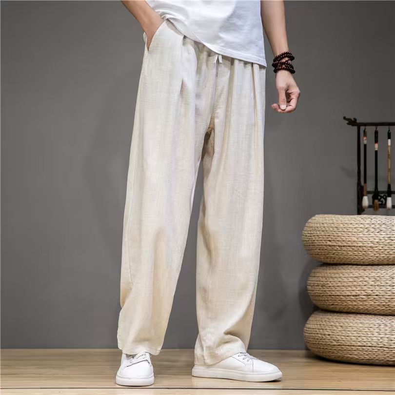 Home Textiles Store - Men's Cotton Linen Straight Leg Pants