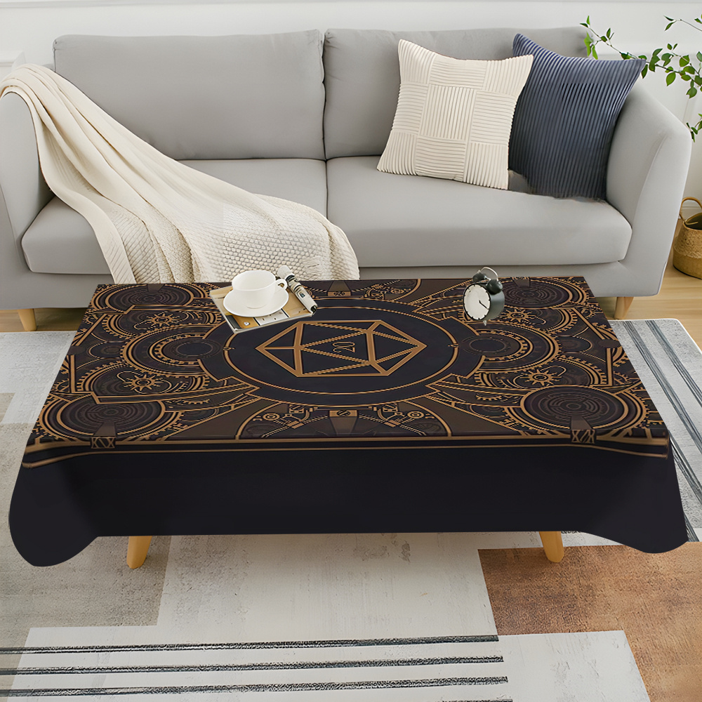 Home Textile - Steampunk Black Golden Gear Pattern Tablecloth