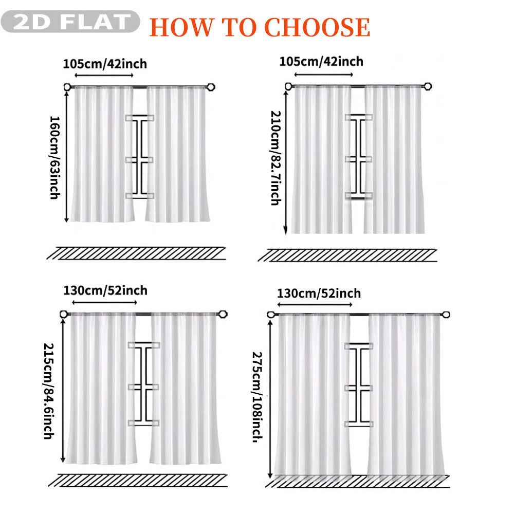 Custom 2D Flat 2pcs Sheer Curt - огляд і ціна Home Textile