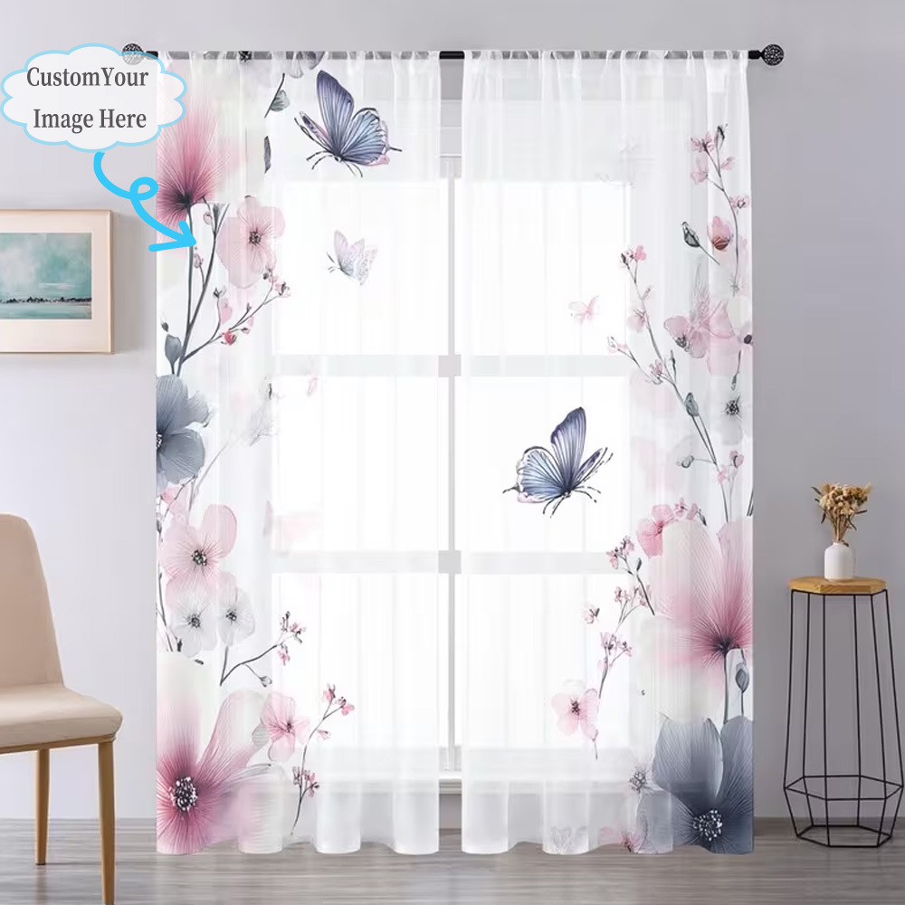 Custom 2D Flat 2pcs Sheer Curt - огляд і ціна Home Textile