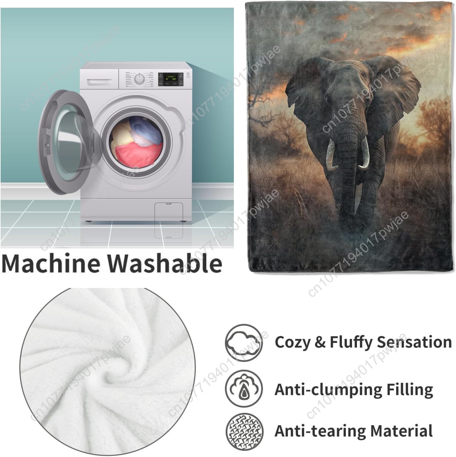 Elephant Fleece Blanket, Reali - огляд і ціна Home Textiles Blanket