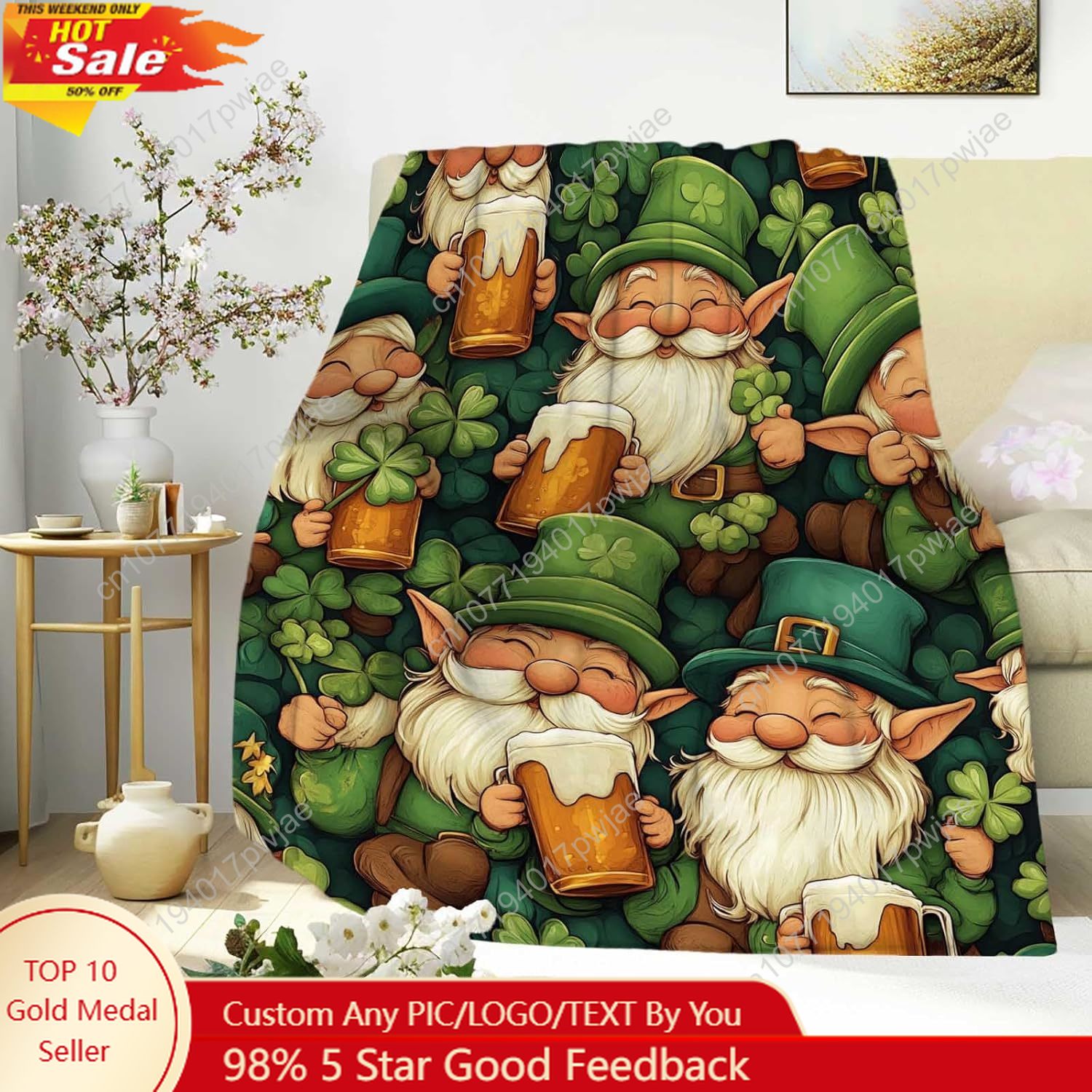 St. Patrick’s Day Gnome Throw  - огляд і ціна Home Textiles Blanket