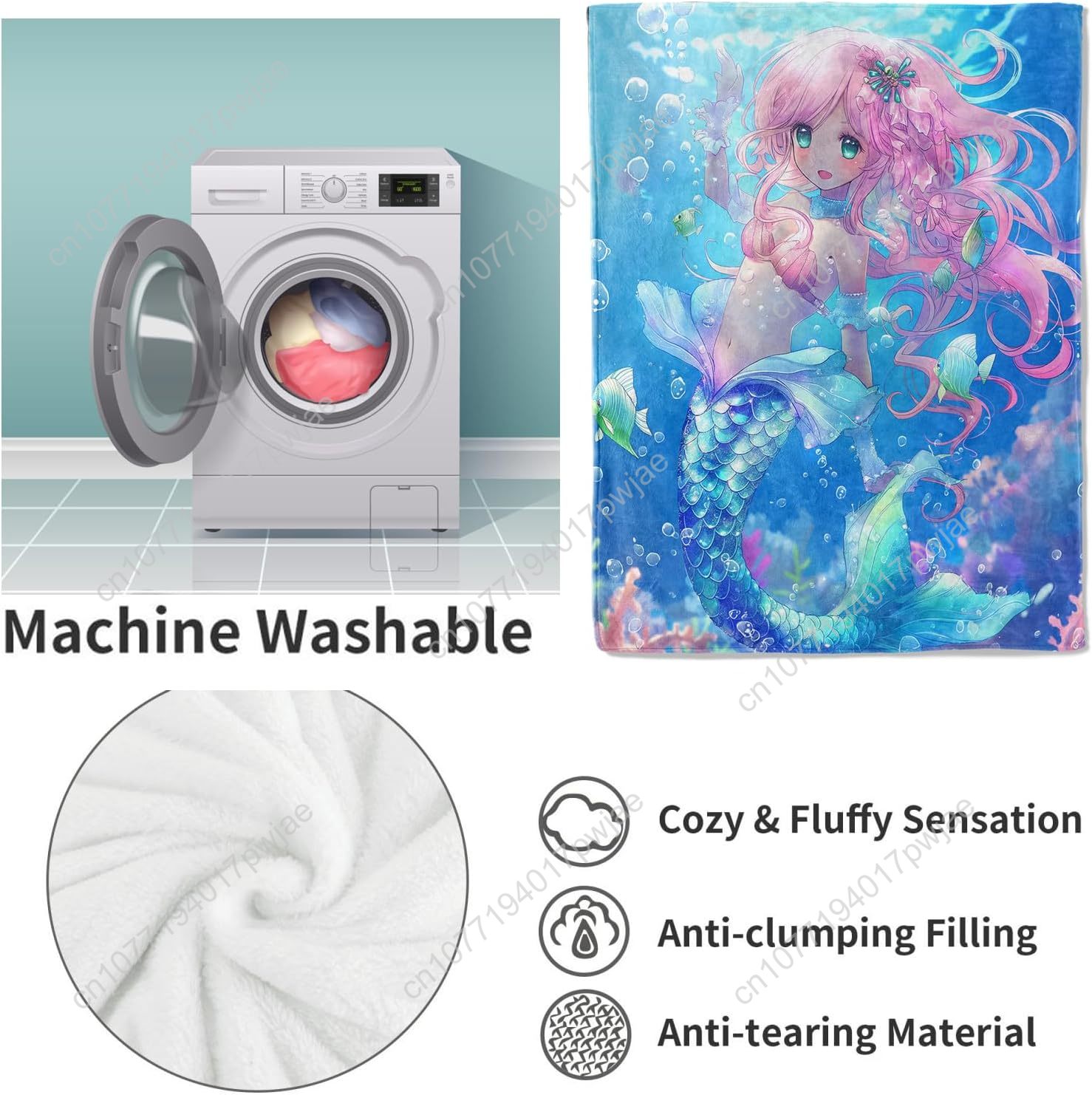 Cute Mermaid Blanket Cartoon F - огляд і ціна Home Textiles Blanket
