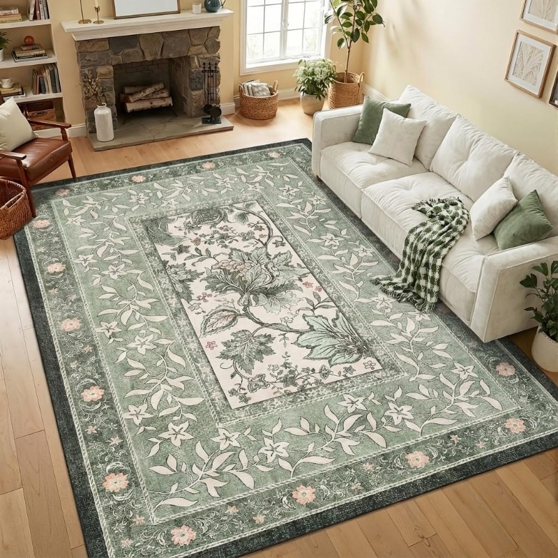 Retro Plant Print Carpet for L - огляд і ціна Home Textiles Online
