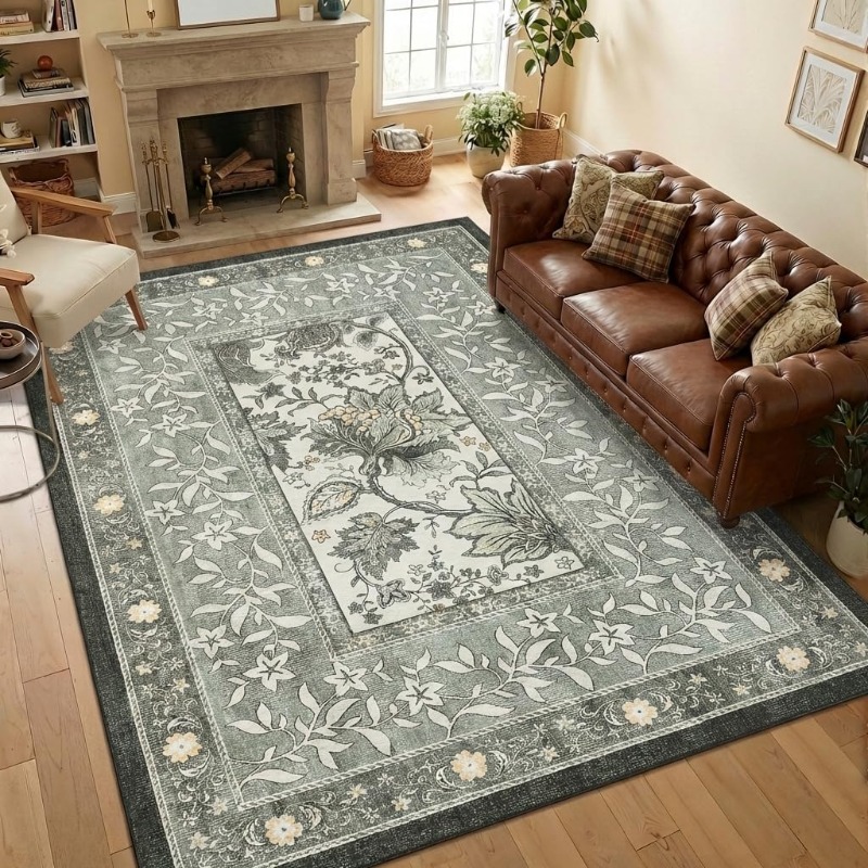 Retro Plant Print Carpet for L - огляд і ціна Home Textiles Online